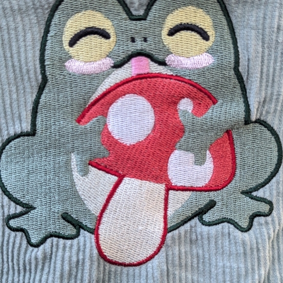 Frog & Mushroom Pastel Teal Corduroy Skirtall Plus Size - Picture 5 of 9